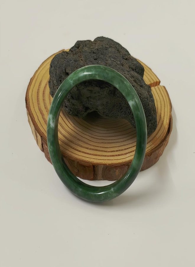 BlingNook Jade Bracelet For Women, Natural Gradient Green Stone Bangle Bracelets With Box Fortune Healing Protection Good Luck Jewelry Gift (Dark Green, 64mm/2.51in) - Image 3